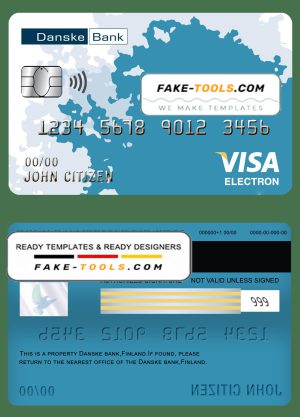 Finland Danske bank visa electron card template in PSD format, fully editable