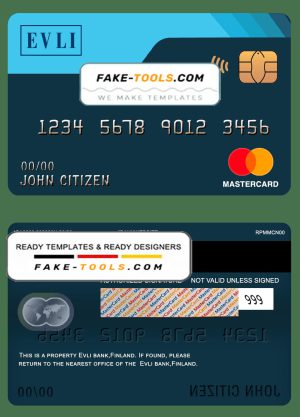 Finland Evli bank mastercard template in PSD format, fully editable