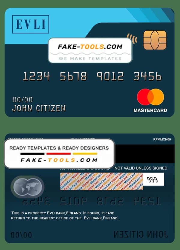 Finland Evli bank mastercard template in PSD format, fully editable