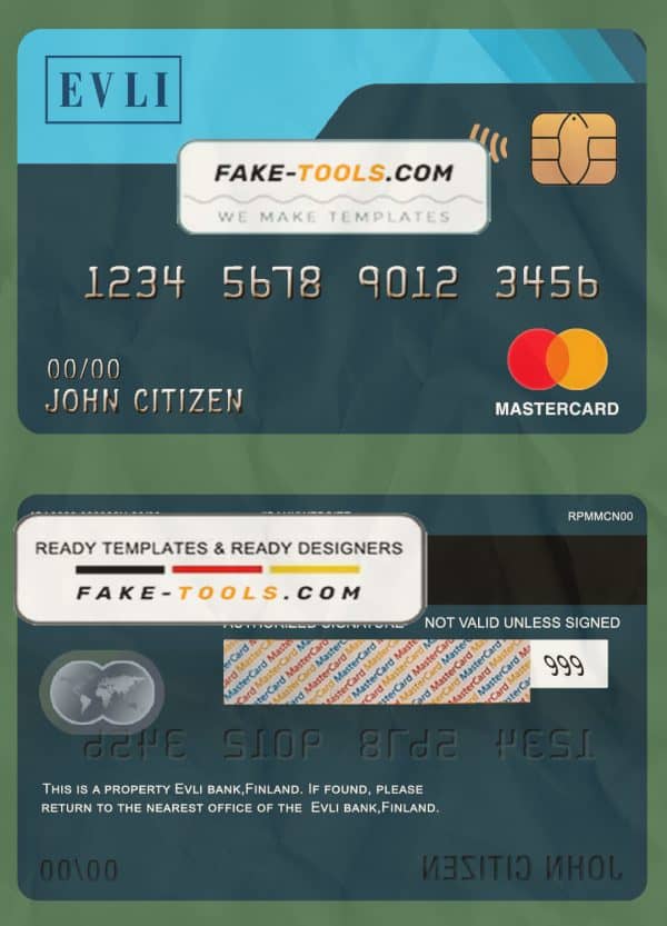 Finland Evli bank mastercard template in PSD format, fully editable