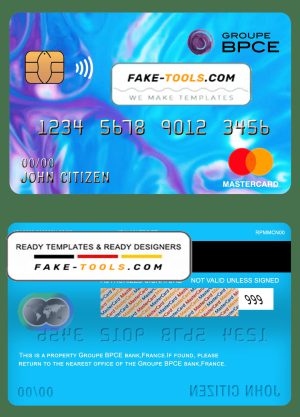 France Groupe BPCE bank mastercard template in PSD format, fully editable