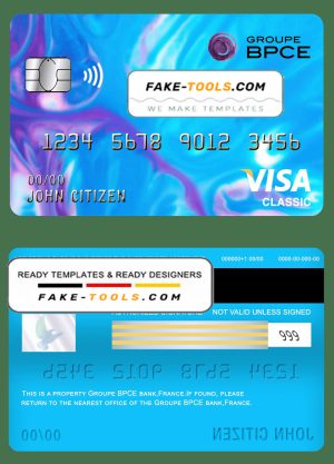 France Groupe BPCE bank visa classic card template in PSD format, fully editable