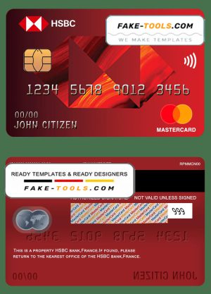 France HSBC bank mastercard template in PSD format, fully editable