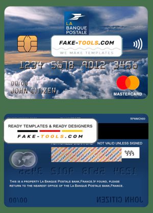 France La Banque Postale bank mastercard template in PSD format, fully editable