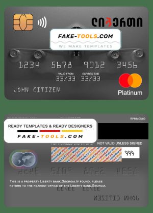 Georgia Liberty bank platinum mastercard template in PSD format, fully editable
