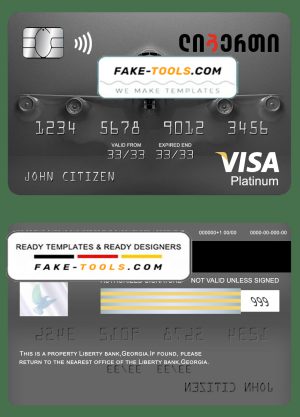 Georgia Liberty bank visa platinum card template in PSD format, fully editable