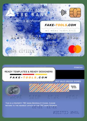 Georgia TBC bank mastercard template in PSD format, fully editable