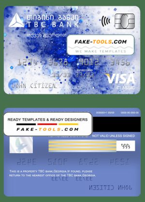 Georgia TBC bank visa classic card template in PSD format, fully editable