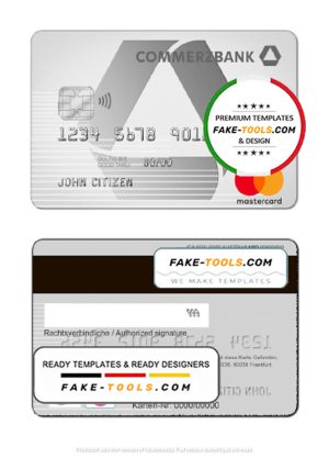 Germany Commerzbank Bank mastercard template in PSD format, fully editable