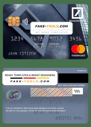 Germany Deutsche bank mastercard template in PSD format, fully editable