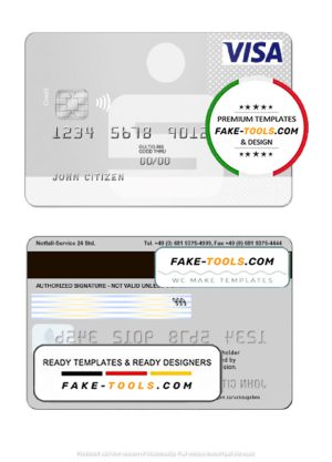 Germany Sparkasse Bank visa card template in PSD format, fully editable