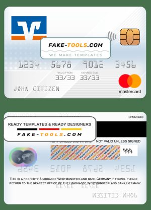 Germany Volksbank Jever bank mastercard template in PSD format, fully editable
