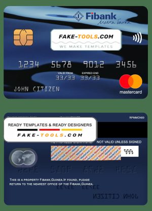 Guinea Fibank bank mastercard template in PSD format, fully editable