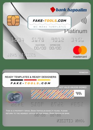 Israel Bank Hapoalim mastercard platinum, fully editable template in PSD format