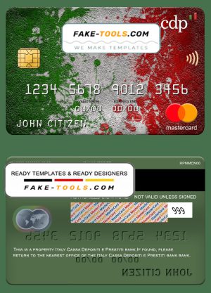 Italy Cassa Depositi e Prestiti bank mastercard, fully editable template in PSD format