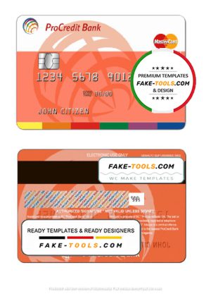 Moldova ProCredit Bank mastercard template in PSD format,fully editable
