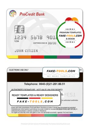 Romania ProCredit Bank mastercard credit card template in PSD format, fully editable