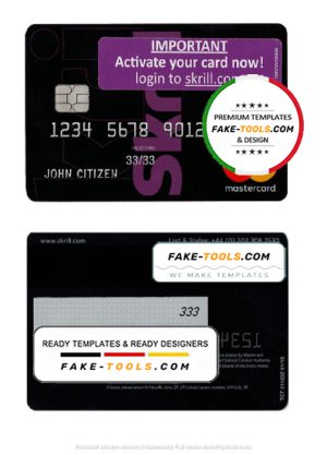 Skrill mastercard template in PSD format fully editable
