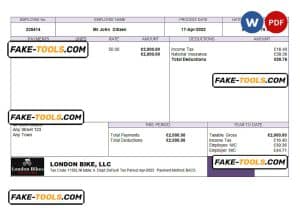 UK biking company employee sheet template in Word and PDF format