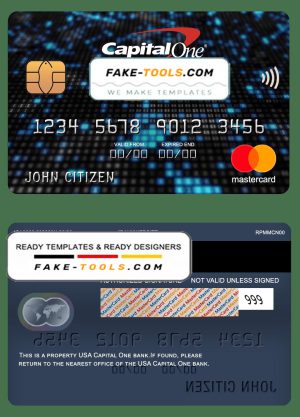 USA Capital One bank mastercard fully editable template in PSD format