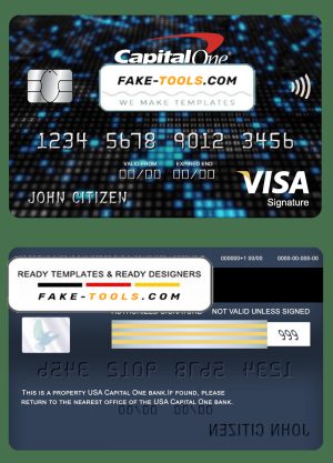 USA Capital One bank visa signature card fully editable template in PSD format