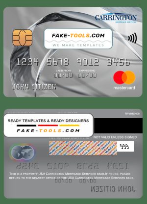 USA Carrington Mortgage Services bank mastercard fully editable template in PSD format