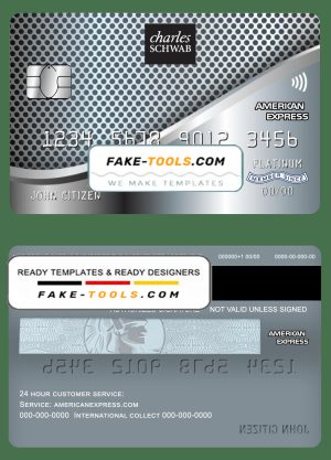 USA Charles Schwab & Co bank American Express card fully editable template in PSD format