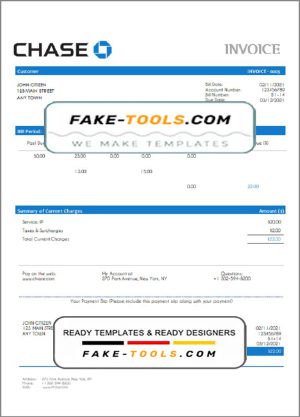 USA Chase invoice template in Word and PDF format, fully editable