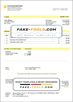 USA Commonwealth invoice template in Word and PDF format, fully editable