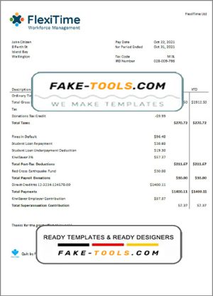 USA FlexiTime workforce management & payroll solutions invoice template in Word and PDF format, fully editable