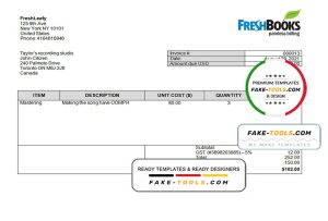 USA FreshBooks Company invoice template in Word and PDF format, fully editable