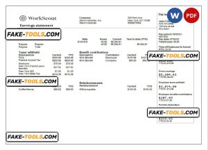 USA IT technologies company earning statement template in Word and PDF format