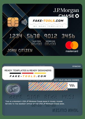 USA JP Morgan Chase bank mastercard fully editable template in PSD format
