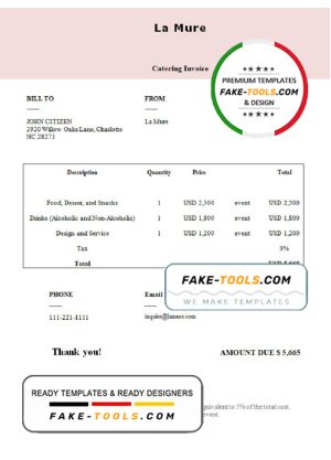 USA La Mure invoice template in Word and PDF format, fully editable