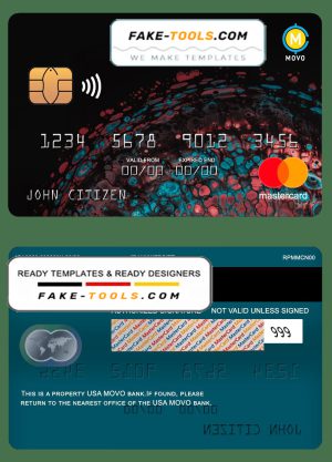 USA MOVO bank mastercard fully editable template in PSD format