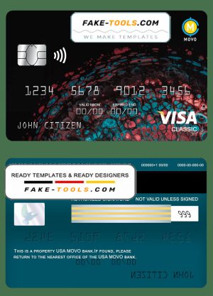 USA MOVO bank visa classic card fully editable template in PSD format
