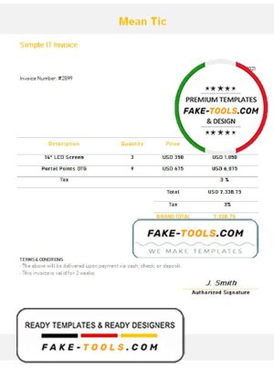 USA Mean Tic invoice template in Word and PDF format, fully editable