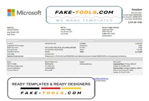 USA Microsoft invoice template in Word and PDF format, fully editable