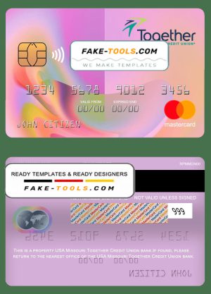 USA Missouri Together Credit Union bank mastercard fully editable template in PSD format