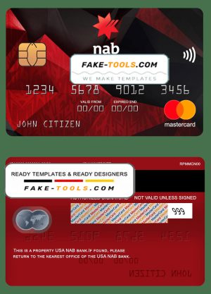 USA NAB bank mastercard fully editable template in PSD format