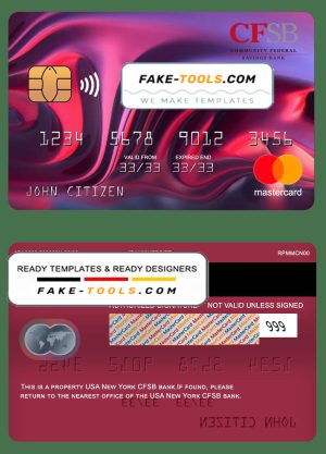 USA New York CFSB bank mastercard fully editable template in PSD format