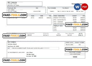 USA New York earnings statement Word and PDF template