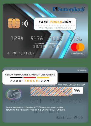 USA Ohio SUTTON bank mastercard fully editable template in PSD format