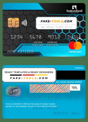 USA Sutton bank mastercard fully editable template in PSD format