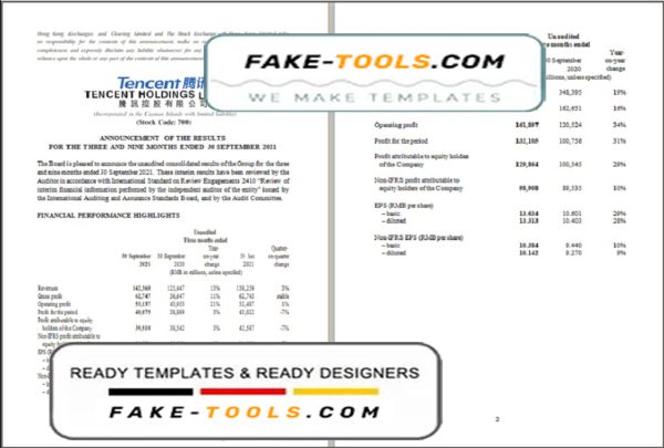 USA Tencent invoice template in Word and PDF format, fully editable