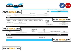 USA Turning Point Brands tobacco company pay stub Word and PDF template