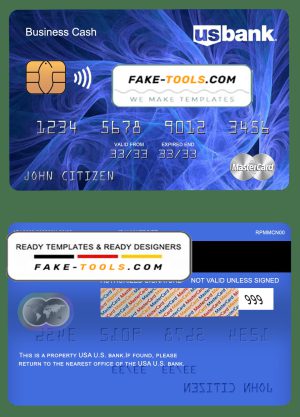 USA U.S. bank mastercard, fully editable template in PSD format