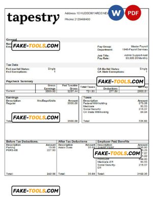 USA apparel company employee sheet template in Word and PDF format