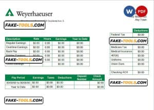 USA forest and paper company employee sheet template in Word and PDF format