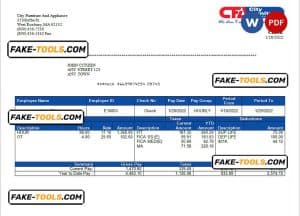 USA furniture & appliances employee sheet template in Word and PDF format
